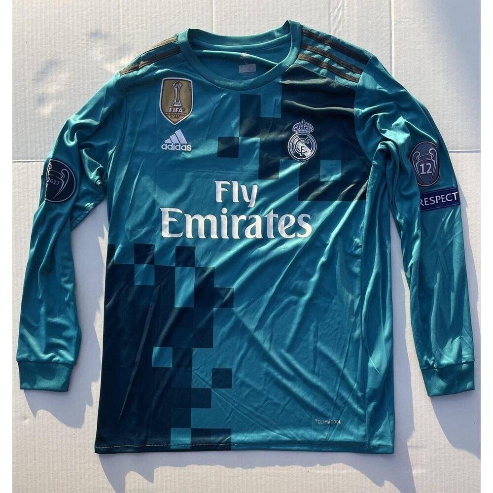 Real Madrid Ronaldo Champions League Final Home Jersey 2017 Long Sleeve Men L